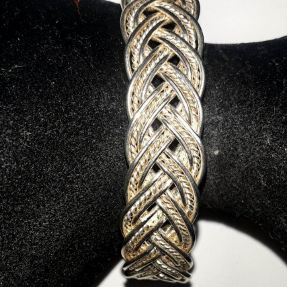 Sterling Silver Vintage Braided Cuff Bracelet